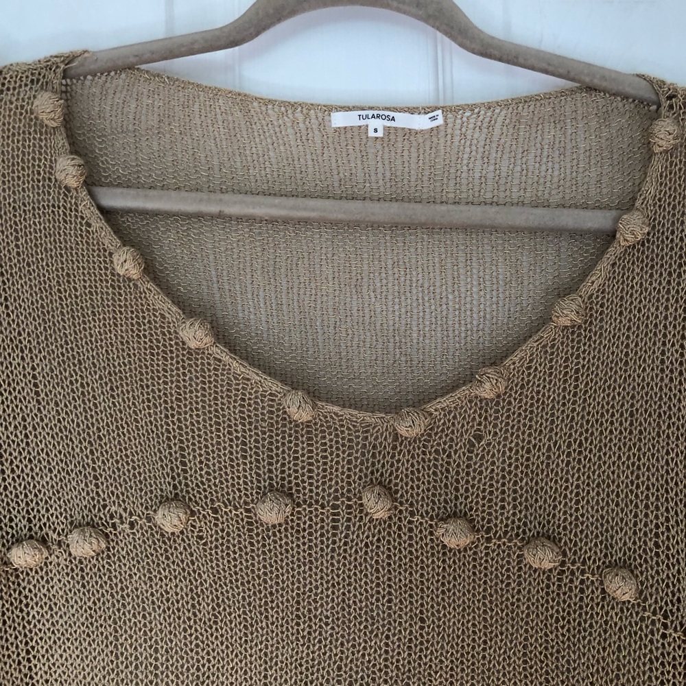Tularosa Beachwood Sweater Mesh Open Knit Pom Pom Bauble Sweater - Picture 6 of 12